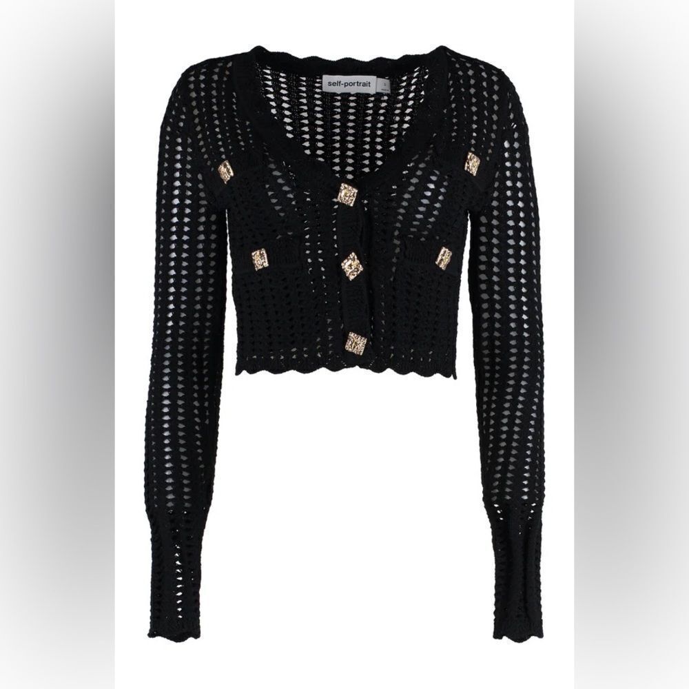 NWT Self-Portrait Black Cropped Sweater
